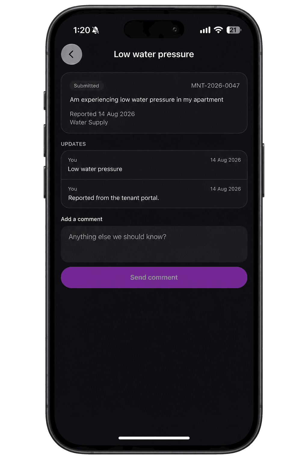 Photo upload step when reporting a maintenance fault